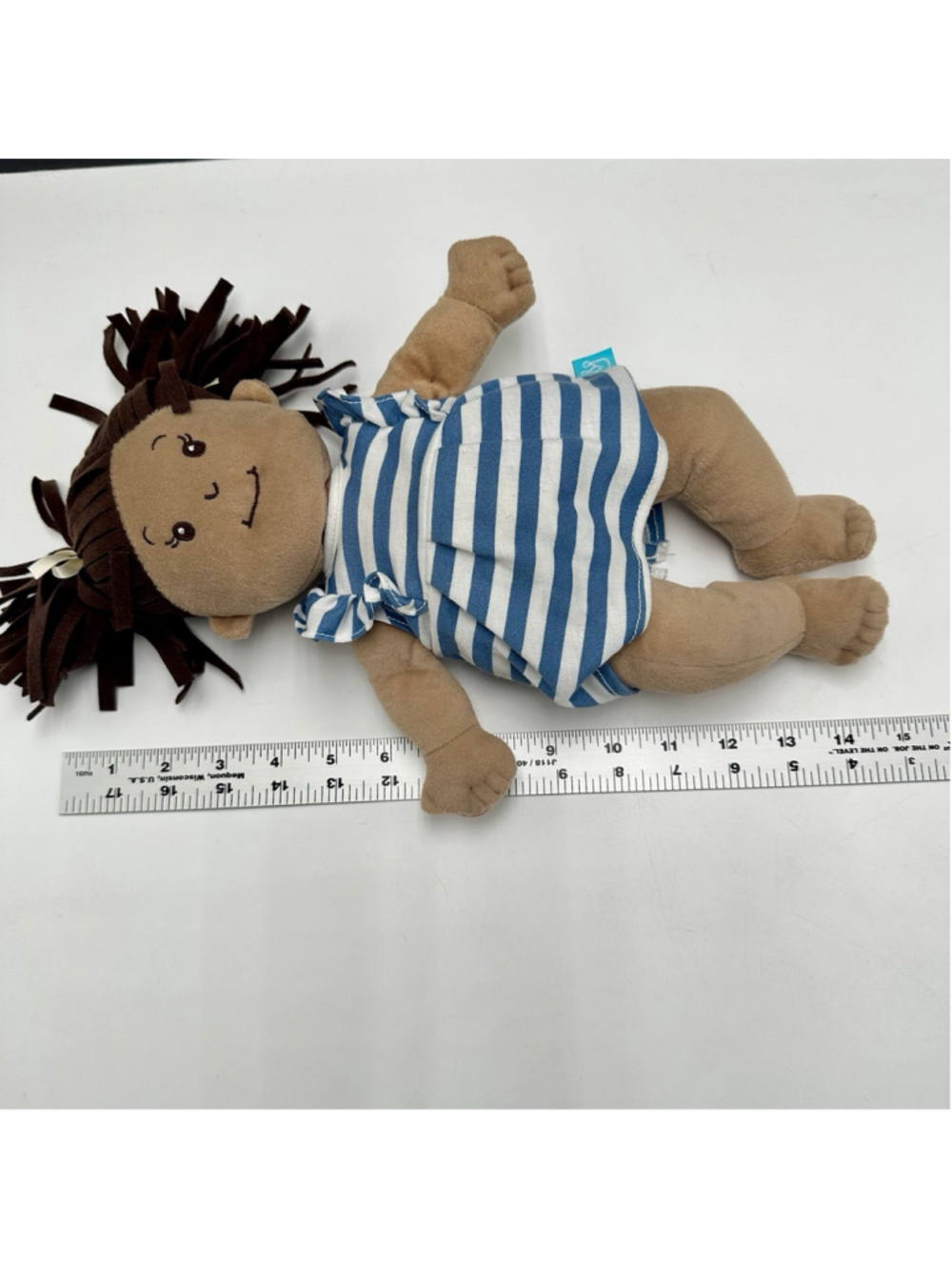 Manhattan Toy Baby Stella Stuffed Doll w/Brown Hair 15” VGUC Soft Play Ragdoll - Picture 6 of 7